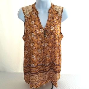 Xhilaration Women's Gold Rush Floral Sleeveless Top Size Small